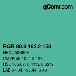 カラーコード: RGB 80.9 182.2 158 | qconv.com