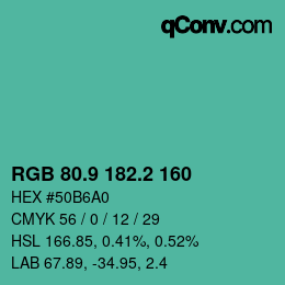 カラーコード: RGB 80.9 182.2 160 | qconv.com