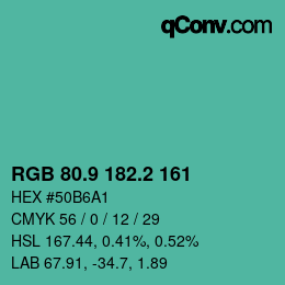 カラーコード: RGB 80.9 182.2 161 | qconv.com