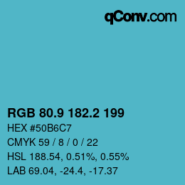 Color code: RGB 80.9 182.2 199 | qconv.com