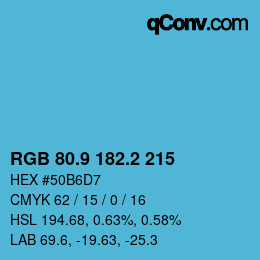 カラーコード: RGB 80.9 182.2 215 | qconv.com