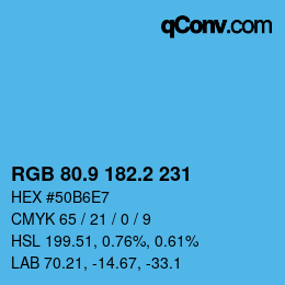 Color code: RGB 80.9 182.2 231 | qconv.com
