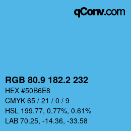 Color code: RGB 80.9 182.2 232 | qconv.com