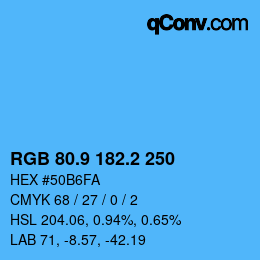 Color code: RGB 80.9 182.2 250 | qconv.com