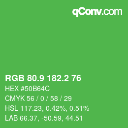 カラーコード: RGB 80.9 182.2 76 | qconv.com