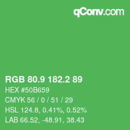 カラーコード: RGB 80.9 182.2 89 | qconv.com