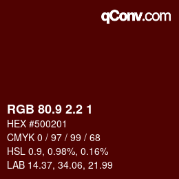 Color code: RGB 80.9 2.2 1 | qconv.com
