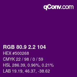 カラーコード: RGB 80.9 2.2 104 | qconv.com