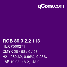 カラーコード: RGB 80.9 2.2 113 | qconv.com