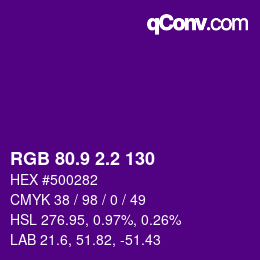 カラーコード: RGB 80.9 2.2 130 | qconv.com