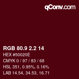 カラーコード: RGB 80.9 2.2 14 | qconv.com