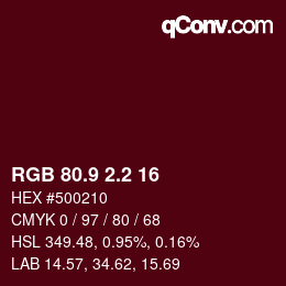 Color code: RGB 80.9 2.2 16 | qconv.com