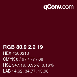 カラーコード: RGB 80.9 2.2 19 | qconv.com