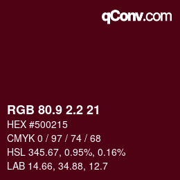 Color code: RGB 80.9 2.2 21 | qconv.com
