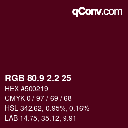 Color code: RGB 80.9 2.2 25 | qconv.com