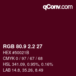 カラーコード: RGB 80.9 2.2 27 | qconv.com