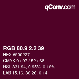 カラーコード: RGB 80.9 2.2 39 | qconv.com