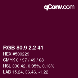 カラーコード: RGB 80.9 2.2 41 | qconv.com