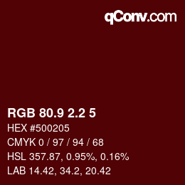 Color code: RGB 80.9 2.2 5 | qconv.com