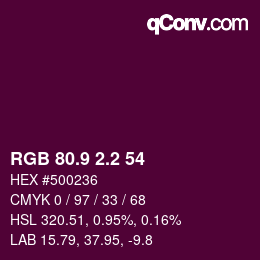 カラーコード: RGB 80.9 2.2 54 | qconv.com