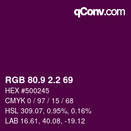 カラーコード: RGB 80.9 2.2 69 | qconv.com