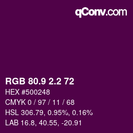 カラーコード: RGB 80.9 2.2 72 | qconv.com