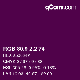 カラーコード: RGB 80.9 2.2 74 | qconv.com