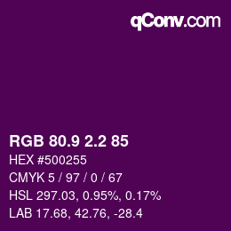 カラーコード: RGB 80.9 2.2 85 | qconv.com