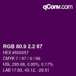 カラーコード: RGB 80.9 2.2 87 | qconv.com