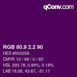 カラーコード: RGB 80.9 2.2 90 | qconv.com