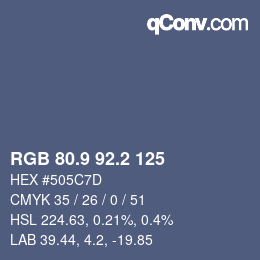 Color code: RGB 80.9 92.2 125 | qconv.com