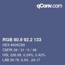 Color code: RGB 80.9 92.2 133 | qconv.com