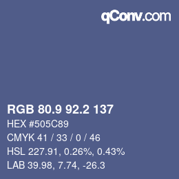 カラーコード: RGB 80.9 92.2 137 | qconv.com
