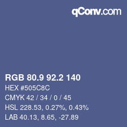 Color code: RGB 80.9 92.2 140 | qconv.com