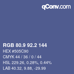Color code: RGB 80.9 92.2 144 | qconv.com