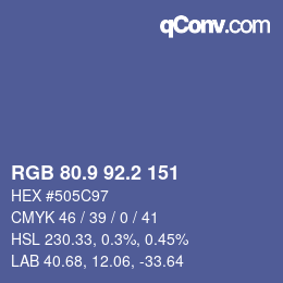 カラーコード: RGB 80.9 92.2 151 | qconv.com