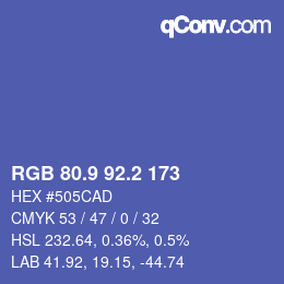 カラーコード: RGB 80.9 92.2 173 | qconv.com