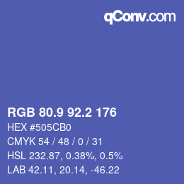 カラーコード: RGB 80.9 92.2 176 | qconv.com