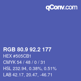 カラーコード: RGB 80.9 92.2 177 | qconv.com