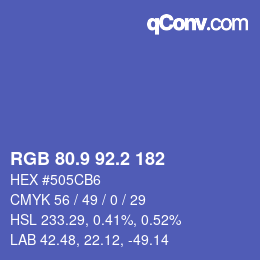 カラーコード: RGB 80.9 92.2 182 | qconv.com