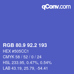 カラーコード: RGB 80.9 92.2 193 | qconv.com