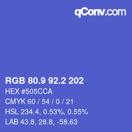 カラーコード: RGB 80.9 92.2 202 | qconv.com