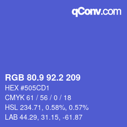 カラーコード: RGB 80.9 92.2 209 | qconv.com