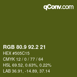 カラーコード: RGB 80.9 92.2 21 | qconv.com