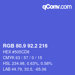 カラーコード: RGB 80.9 92.2 216 | qconv.com