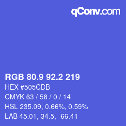カラーコード: RGB 80.9 92.2 219 | qconv.com