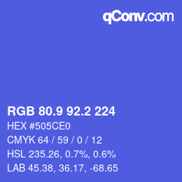 カラーコード: RGB 80.9 92.2 224 | qconv.com