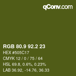 Color code: RGB 80.9 92.2 23 | qconv.com