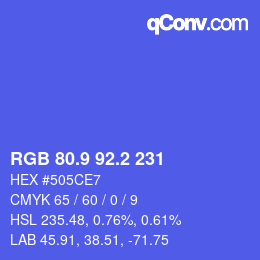 カラーコード: RGB 80.9 92.2 231 | qconv.com