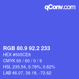 カラーコード: RGB 80.9 92.2 233 | qconv.com